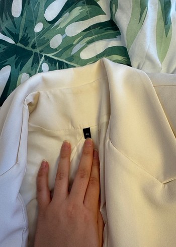 Kadın Ekru Düğmeli Blazer Ceket - Görsel 2