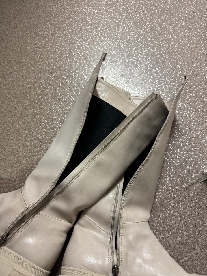 Beyaz Platform Topuklu  Kadın Çizme - Görsel 4