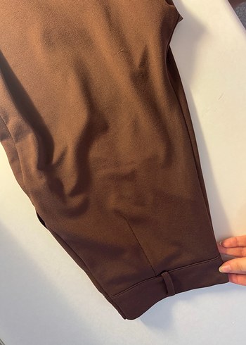 Düğmeli Kahverengi Kadın kumaş Pantolon - Görsel 3