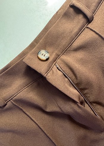 Düğmeli Kahverengi Kadın kumaş Pantolon - Görsel 2