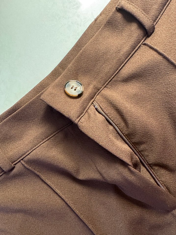 Düğmeli Kahverengi Kadın kumaş Pantolon - Görsel 2