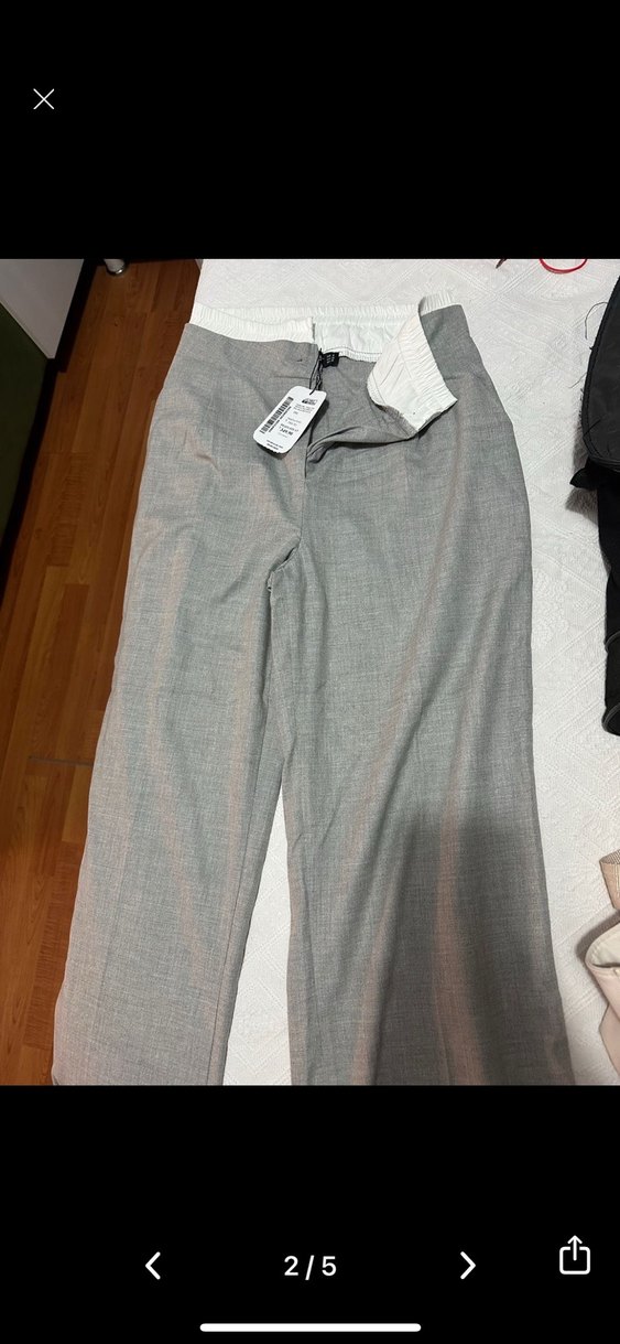 Gri Keten Pantolon - Görsel 2