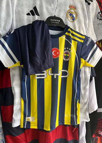 tek beden Beden Sarı Lacivert Düğmeli Atletik Kısa Kollu Tişört