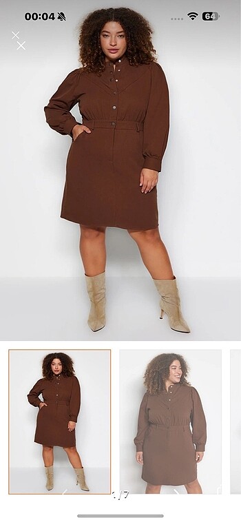 Kot elbise kahverengi - Görsel 6