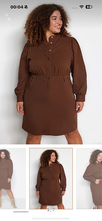 Kot elbise kahverengi - Görsel 5