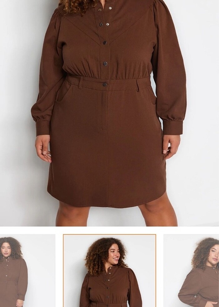 Kot elbise kahverengi - Görsel 5