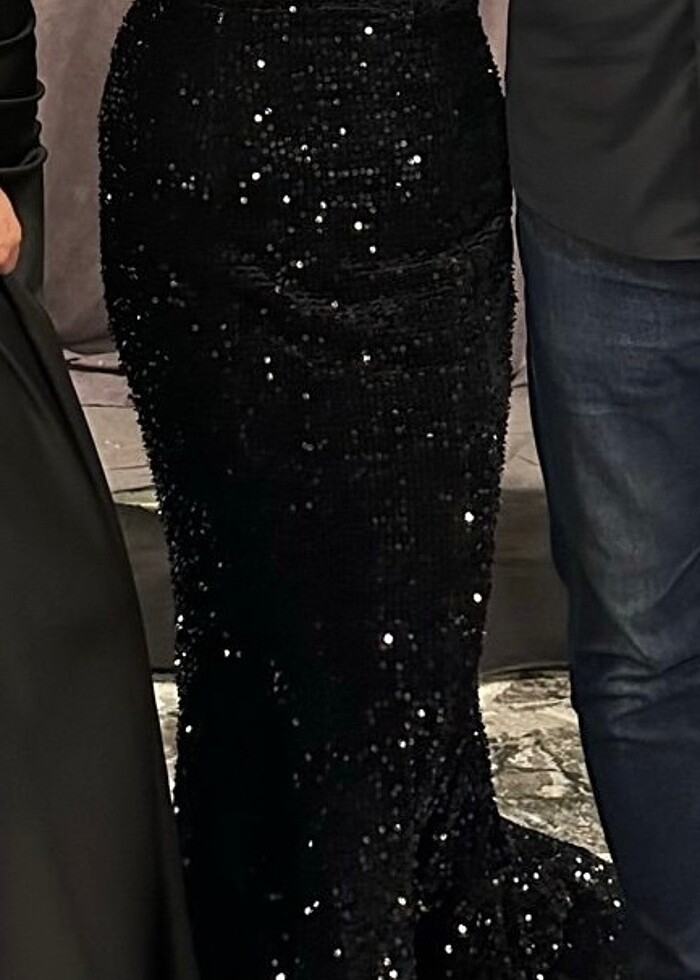 Siyah payet abiye elbise - Görsel 2
