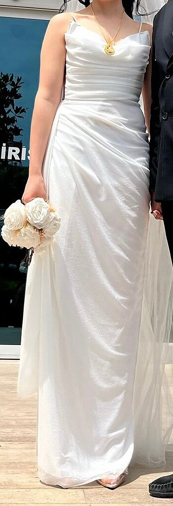 Beyaz simli abiye - Görsel 4