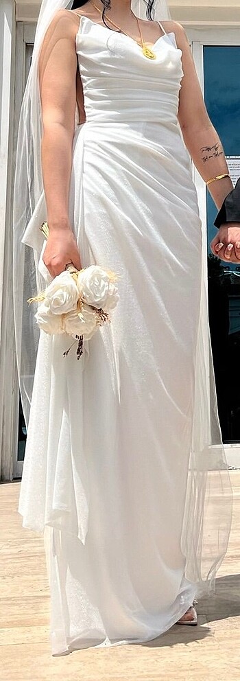 Beyaz simli abiye - Görsel 2