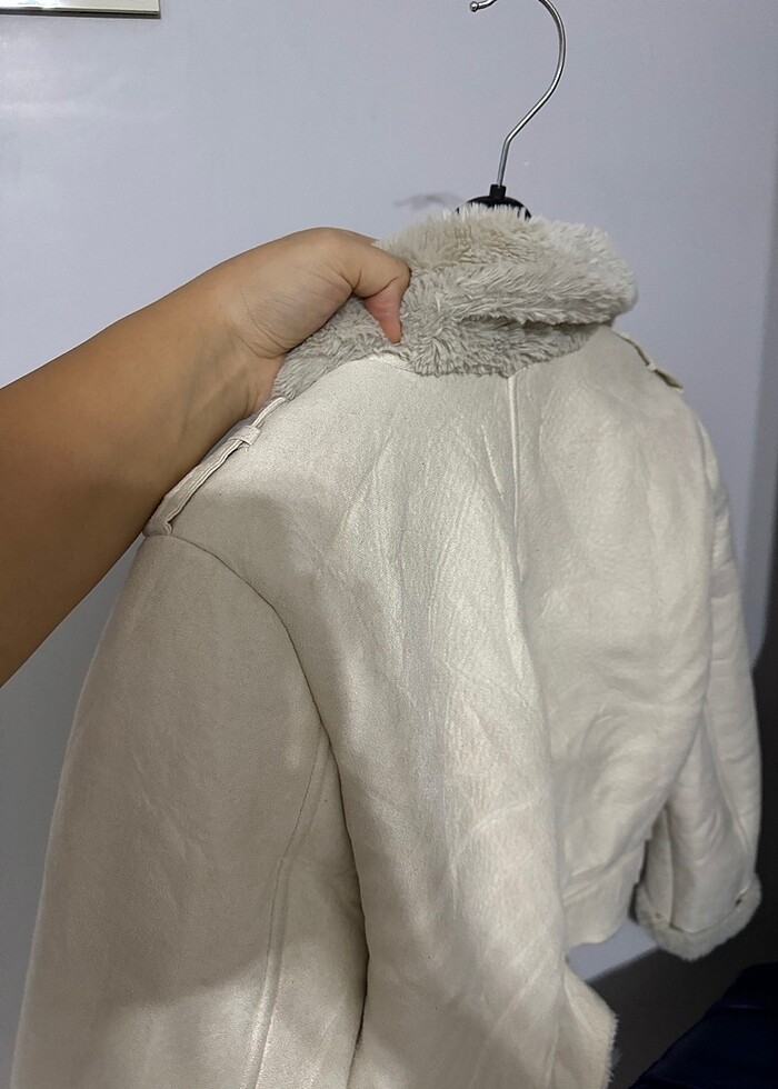 Kısa yünlü mont kaban kaşe - Görsel 5