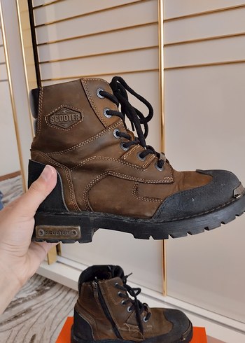 40 Beden Kahverengi Bağcıklı Unisex Biker Botları