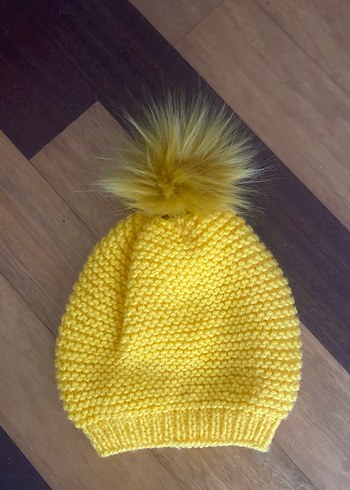 Kız Çocuk Sarı Bohem Örgü Panço ve Bere - Görsel 3