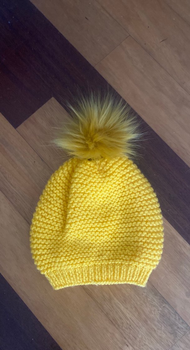 Kız Çocuk Sarı Bohem Örgü Panço ve Bere - Görsel 3