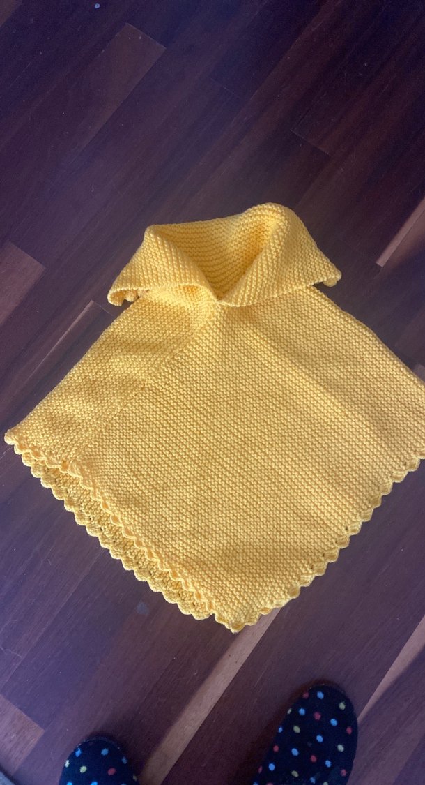 Kız Çocuk Sarı Bohem Örgü Panço ve Bere - Görsel 2