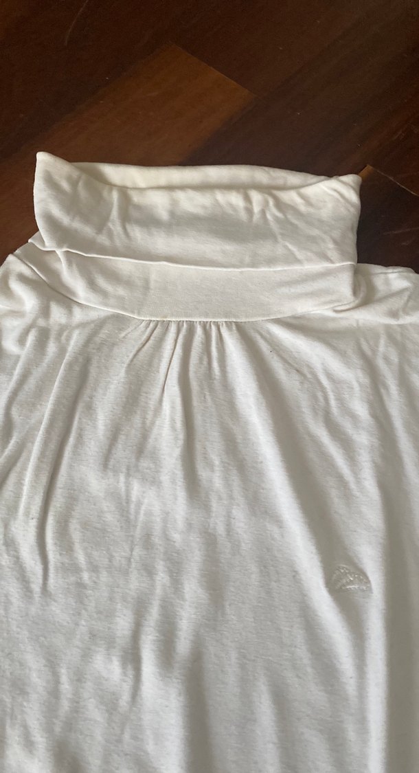 Beyaz Uzun Kollu Balıkçı Yaka Hamile Tişörtü - Görsel 2