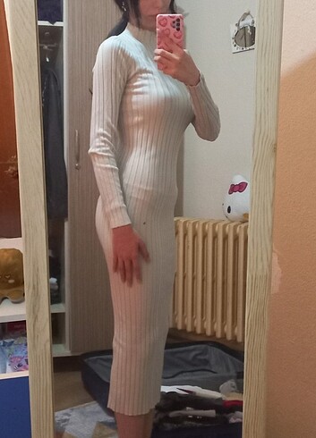 Bershka Bershka Fitilli Triko Midi Elbise