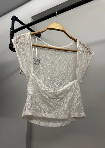 Dantel Detaylı Kısa Kollu Bohem Bluz - Görsel 2