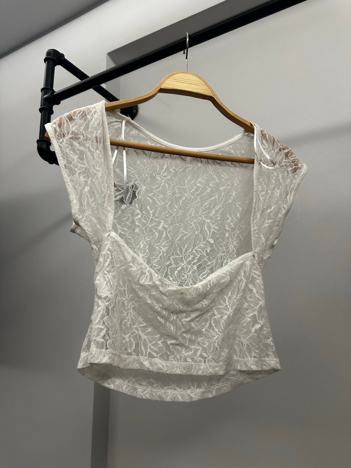 Dantel Detaylı Kısa Kollu Bohem Bluz - Görsel 2