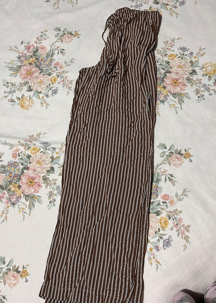 BERSHKA çizgili keten pantolon - Görsel 2