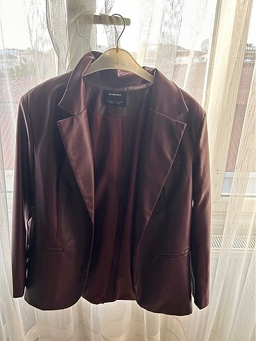 Diğer Bordo deri blazer