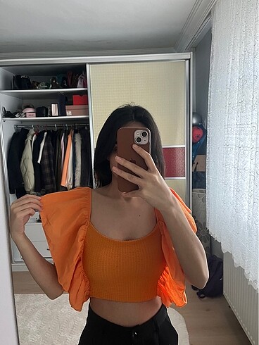 Diğer Turuncu fırfırlı bluz
