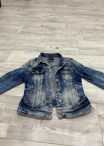 m Beden mavi Renk Düğmeli, Kesim Denim Kadın Ceket