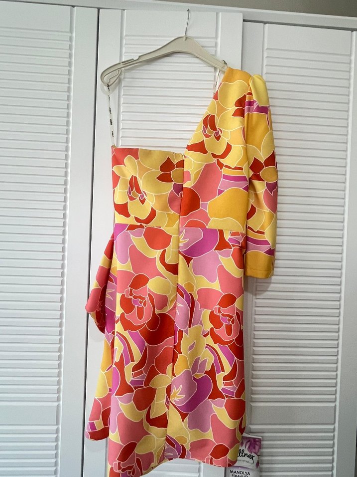 Çiçek Desenli Drapeli Mini Elbise - Görsel 4