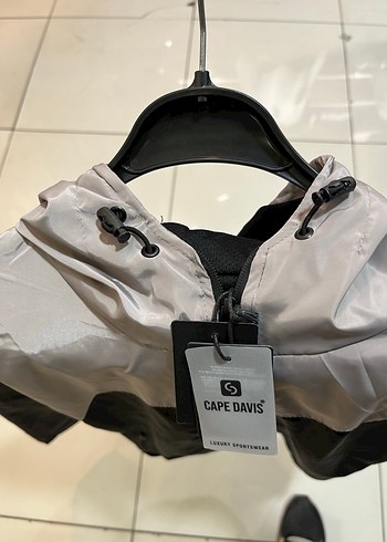 Gri Kapüşonlu Fermuarlı Spor Erkek Yağmurluk - Görsel 6