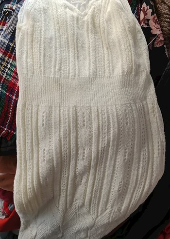 Beyaz Örgü Uzun Kadın Elbise - Görsel 3