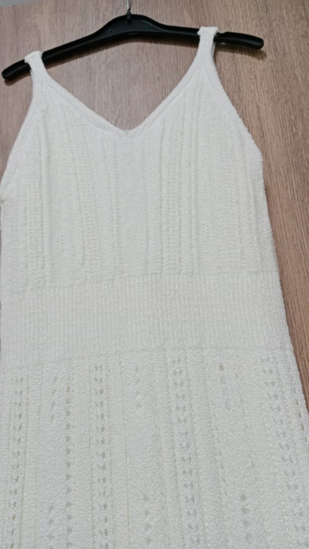 Beyaz Örgü Uzun Kadın Elbise - Görsel 2