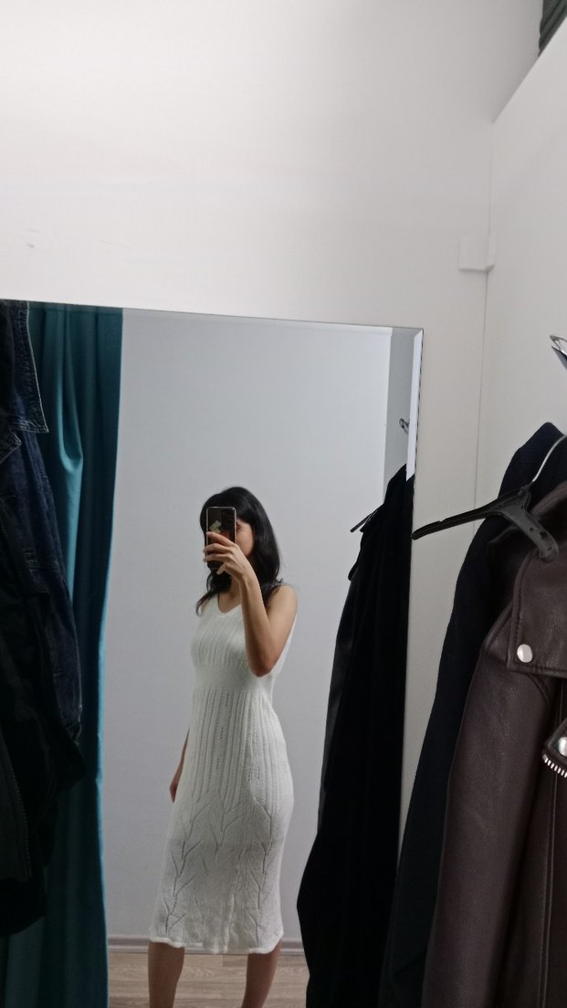 Beyaz Örgü Uzun Kadın Elbise - Görsel 5