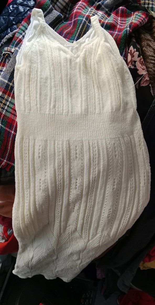 Beyaz Örgü Uzun Kadın Elbise - Görsel 3