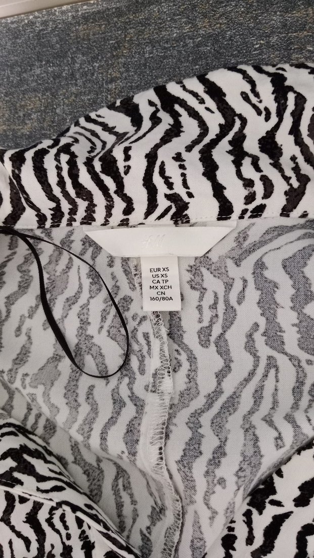 Zebra Desenli Uzun Kollu Fitted Keten Elbise - Görsel 2