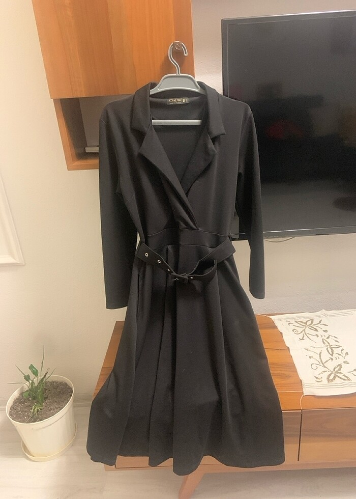 Siyah midi elbise - Görsel 4