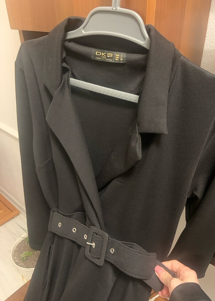 Siyah midi elbise - Görsel 3