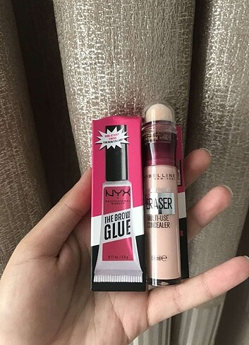 Nyx kaş sabitleyici ve maybelline kapatıcı 