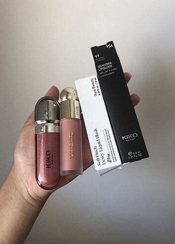 Rare beauty allık ve kiko lipgloss 