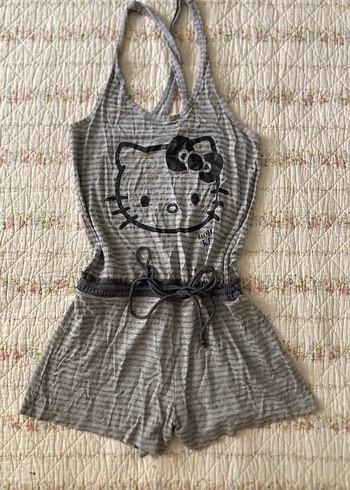 oysho american vintage hello kitty çizgili askılı tulum salopet