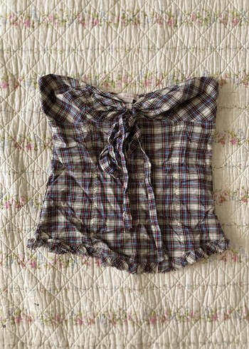 zara trf american vintage ekoseli straplez büstiyer