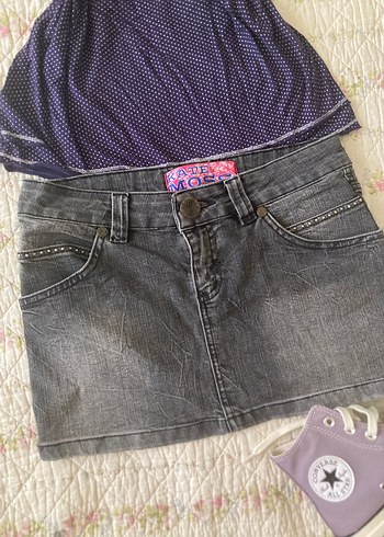 American Vintage kate moss american vintage işlemeli mini kot etek