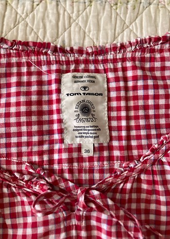 tom tailor american vintage kırmızı ekoseli bohem bluz