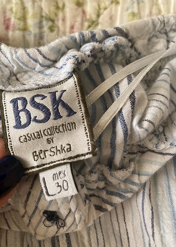 m Beden gri Renk bsk american vintage çizgili straplez bağlamalı keten bluz