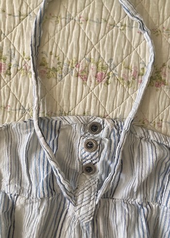 American Vintage bsk american vintage çizgili straplez bağlamalı keten bluz