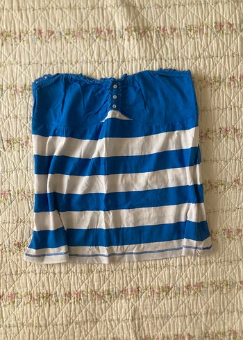s Beden mavi Renk american vintage mavi çizgili straplez bluz büstiyer