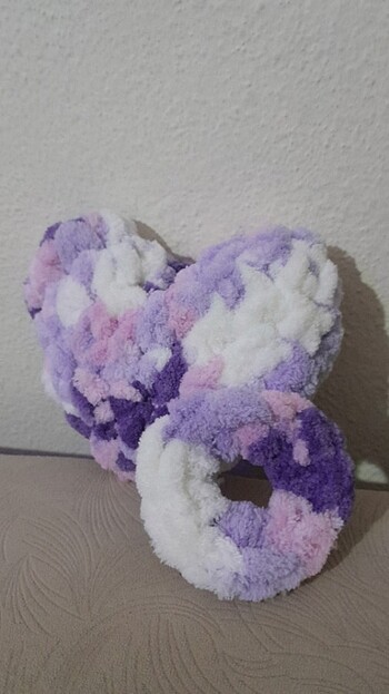 Peluş mini kalpli yastık +peluş toka takım