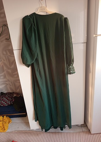 Parlak Yeşil Uzun Abiye Elbise 44 46 beden - Görsel 3