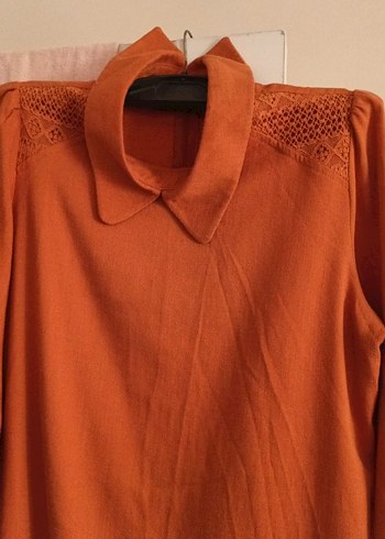 Uzun Kollu Bej Keten Tunik - Görsel 3