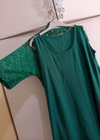 Yeşil Payetli Uzun Kadın Elbise - Görsel 3