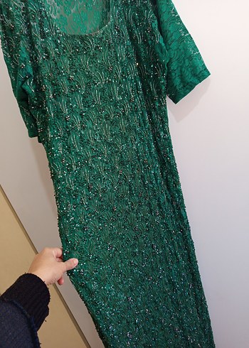 Yeşil Payetli Uzun Kadın Elbise - Görsel 2