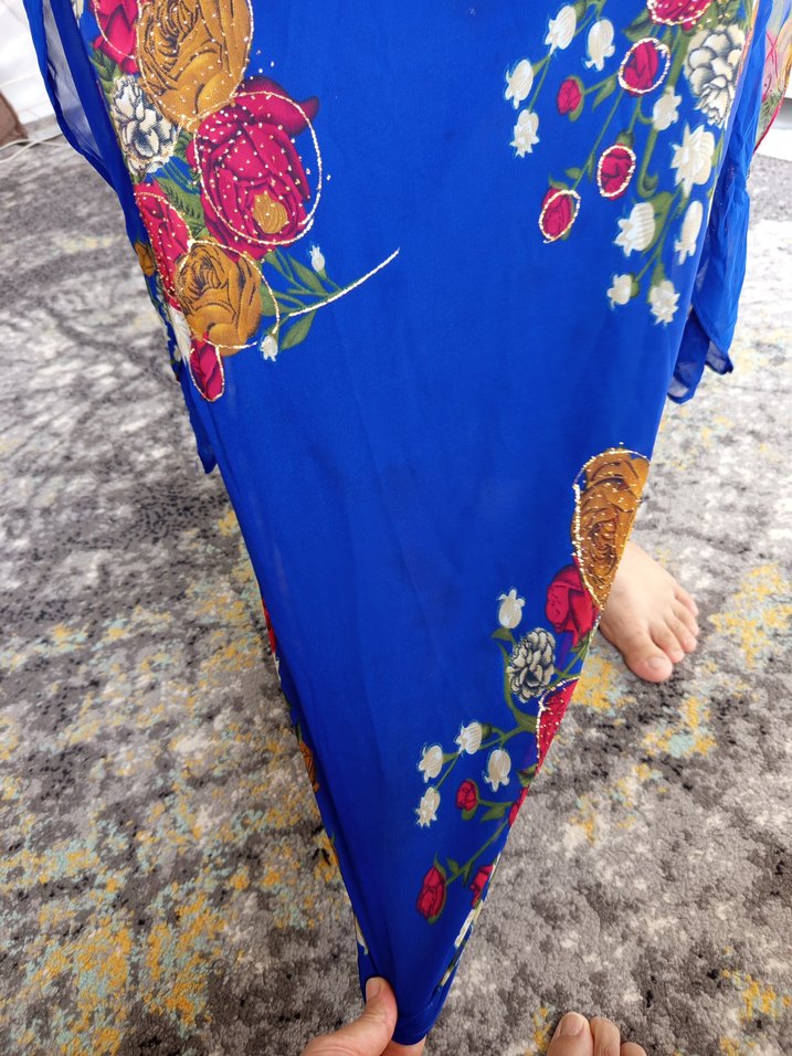 Renkli Çiçek Desenli Uzun Bohem Elbise - Görsel 3